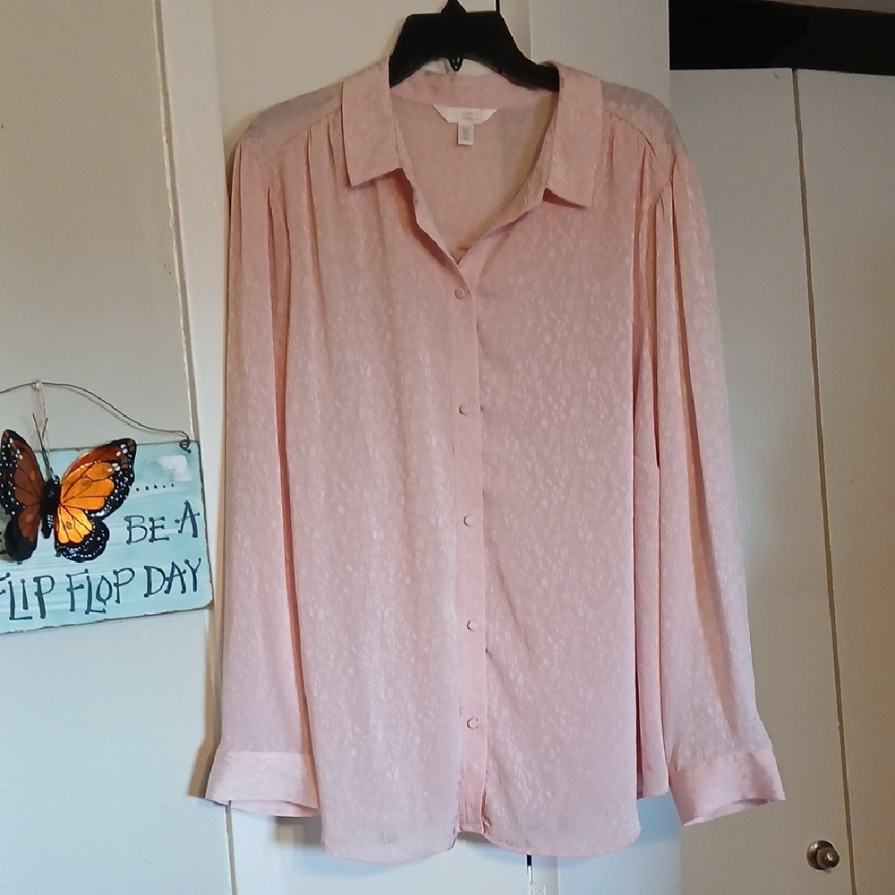 Light Pink Women's Button-Front Blouse